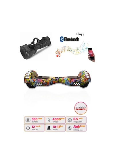 Citymate Elektrikli Kaykay Akıllı Denge Hoverboard + Hoverkart + Çanta Full Ledli Extrem Paket D22