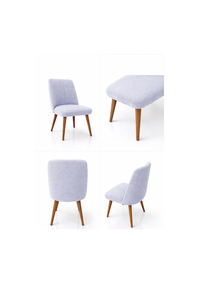 Mutfak Sandalye Kılıfı-büyük Oval Likral Kum Desen Yıkanabilir Lastikli Sandalye Örtüsü Chair Cover Gri