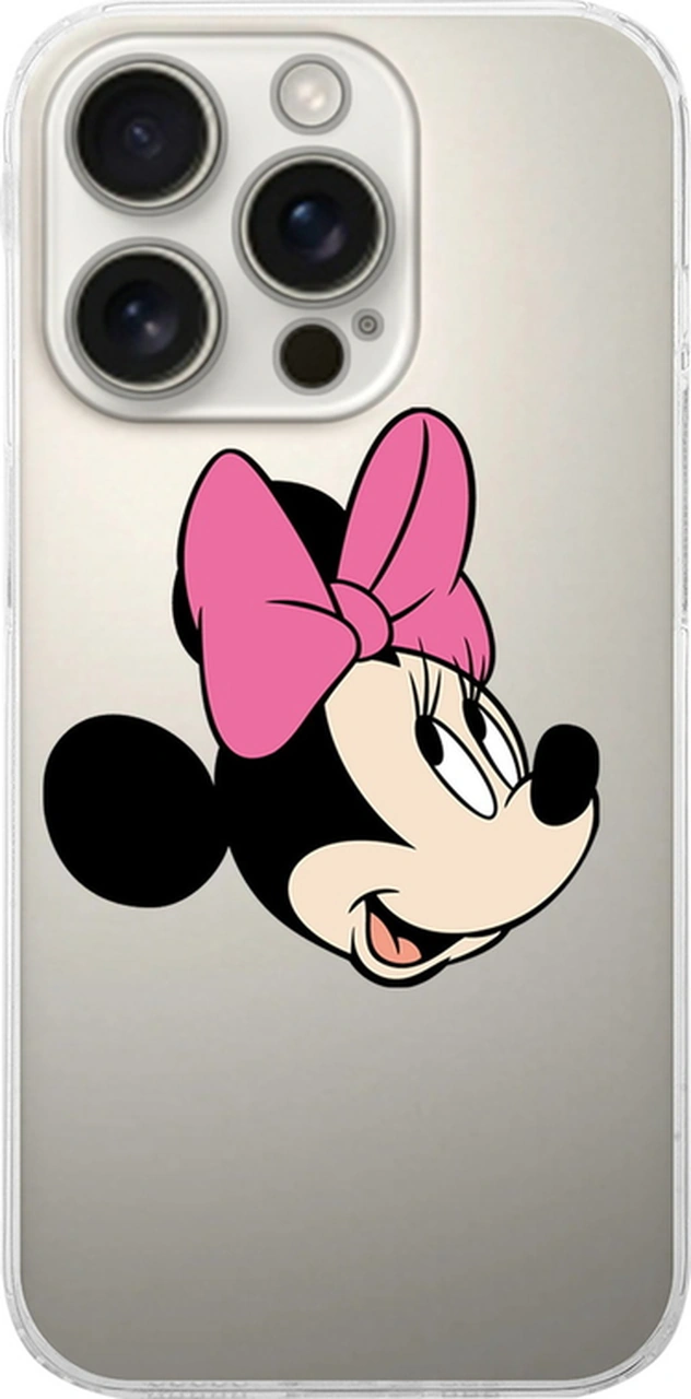 Apple Uyumlu iPhone 16 Pro İle Minnie Mouse 1 Baskılı Kamera Korumalı Şeffaf Kılıf