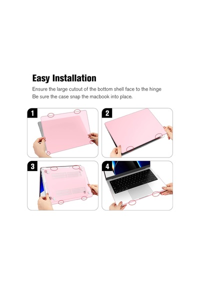 Novstrap Apple Macbook Pro 16 İnç M4/pro/max A3186 A3403 İle Uyumlu Kılıf Sert Parlak Koruma Kapak Pembe