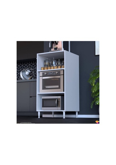 Silva 60x119,2x48 Cm Mikrodalga Ve Midi Fırın Standı - 3 Bölmeli Çok Amaçlı Mutfak Rafı Beyaz Silva 60x119,2x48 Cm Mikrodalga Ve Midi Fırın Standı - 3 Bölmeli Çok Amaçlı Mutfak Rafı Beyaz