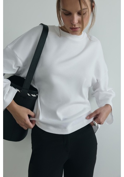 Suud Collection Ekru Katie Uzun Kollu Oversize Tişört