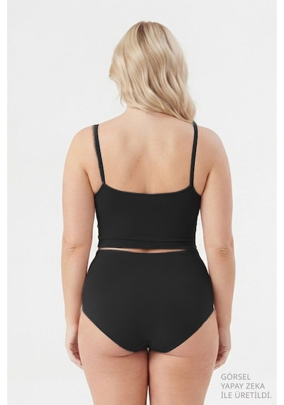 Cottonill Yüksek Bel Basic Lazer Kesim Büyük Beden Kadın Bikini Külot 6'lı Paket-2 Çok Renkli 2