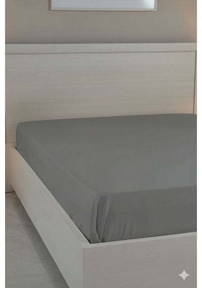 %100 Pamuk Ranforce Premium King Size Lastikli Çarşaf - Koyu Gri Koyu Gri