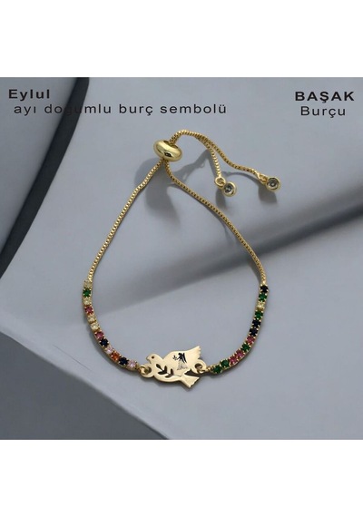 Archin Başak Burçlarına 14 Ayar Altın Plakalı Kuş Motifli Renkli Taş Desenli Hediye Bileklik-353burç Başak Archin Başak Burçlarına 14 Ayar Altın Plakalı Kuş Motifli Renkli Taş Desenli Hediye Bileklik-353burç Başak