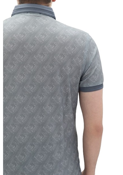 Santa Dmctekstil Erkek Kavis-115 Desenli Spor Kesim Dar Kalıp Cepsiz Polo Yaka T-shirt Füme