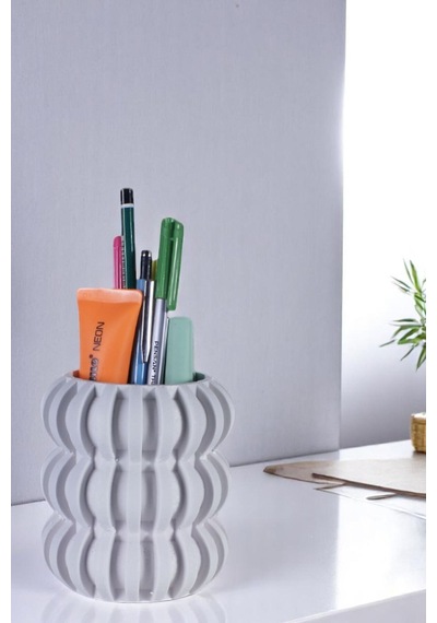 Kalemlik Masa Kalemliği Organizer Kalemlik Beyaz Renk Model 75 Çok Renkli