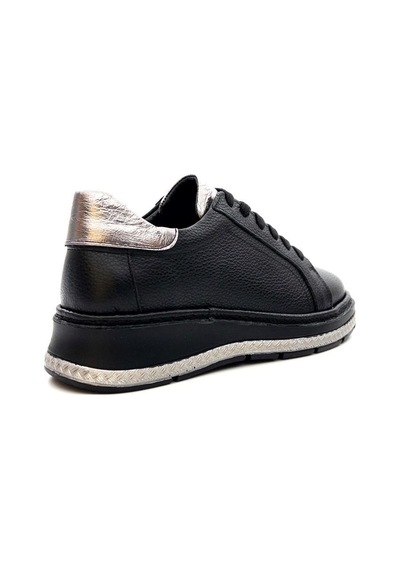 Venüs 25150007y Kadın Hakiki Deri Bağcıklı Feta Topuk Sneaker Ayakkabı Siyah