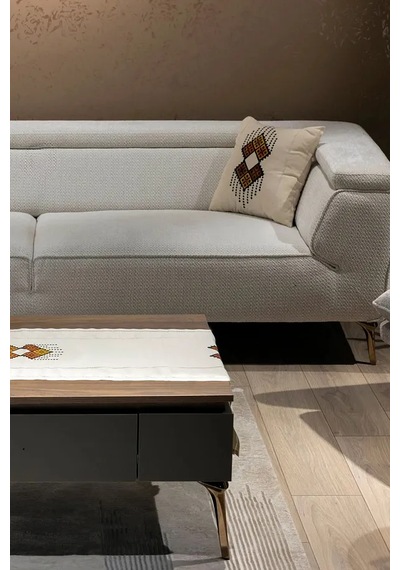 Magic Rug El Baskısı Dokuma Kumaş 41x41 Cm 2'li Kırlent Kılıfı