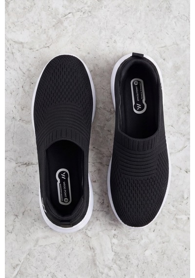 Cloudwalk Comfort Siyah Beyaz Rahat Günlük Yumuşak Tabanlı 4 Mevsim Trend Kadın Slip-on Sneaker ... Siyah - Beyaz