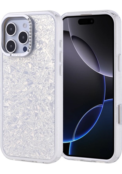 Apple Uyumlu iPhone 16 Pro Max Kılıf Taşlı Tasarımlı Zore Kapi Kapak Gümüş