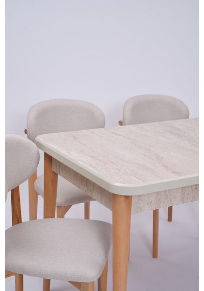 Norte Traverten Boyalı Mdf Mutfak Masa Takımı 80x130
