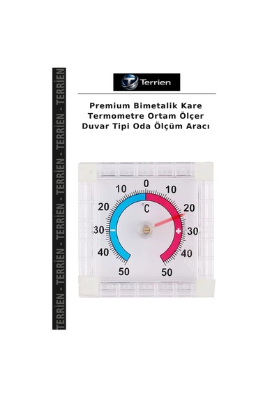 Premium Bimetalik Kare Termometre Ortam Ölçer Duvar Tipi Oda Ölçüm Aracı