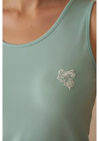 Gd Goldoremi Premium Kadın Modal Likralı Rahat Kumaş Askılı Şortlu Pijama Takım Yeşil