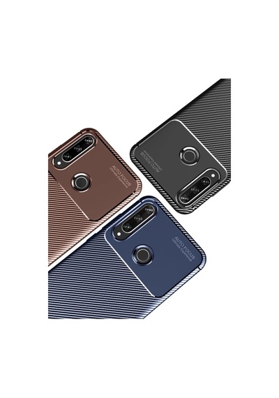 Huawei Y6p Kılıf Auto Focus Karbon Kapak - Lacivert 0.2M-Çok Renkli