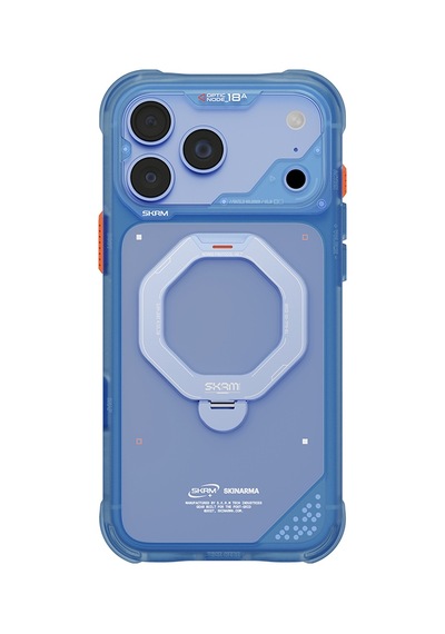 Apple Uyumlu iPhone 18 Pro Uyumlu Kılıf M-safe Şarj Özellikli Standlı Skinarma Saturn Kapak Mavi