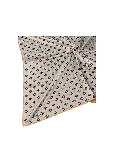 Mim Eşarp Emilya Rayon Desenli Eşarp 90x90 Cm Turuncu - Beyaz