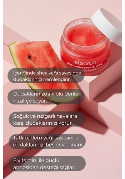 Nemlendirici Dudak Peelingi Sweet Kisses Lip Scrub Karpuz Aromalı Şeker Partiküllü Shea Yağlı 30 Gr