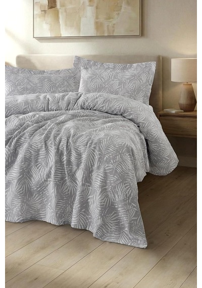 Palm Çift Kişilik Yatak Örtüsü Seti 200x230 Gri Çok Renkli