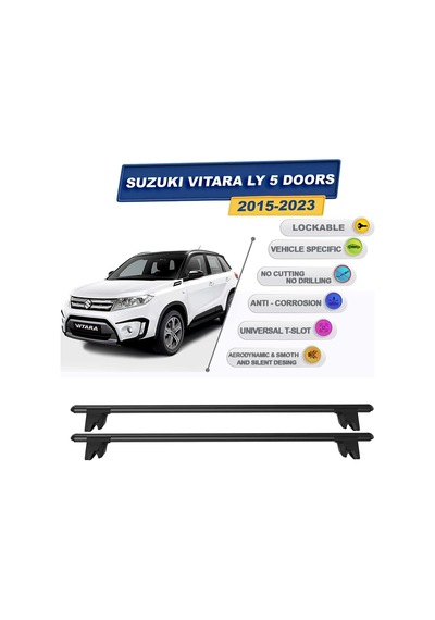 Cross Auto Accessorıes Oto Yapışık Tavan Çıtası İçin Suzuki Vitara Ly 5 Doors 2015-2023 İle Uyumlu Kilitlenebilir Ara Atkı Taşıyıcı Tavan Barı 2 Adet