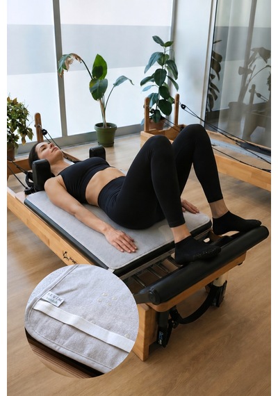 Kaymaz Silikon Tabanlı, Reformer Pilates Havlusu, Ter Emici Bambu Pilates Mat Havlu-gri Grı