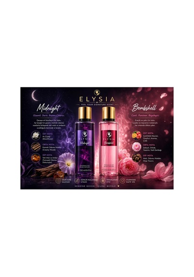 Elysıa Midnight & Bombshell Kadın Vücut Spreyi Seti 2x250 Ml Kalıcı & Çekici Kokular