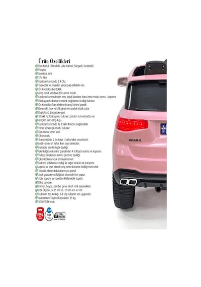 Akar Gt Boss Bentley Uzaktan Kumandalı 4x2 12 Volt Akülü Araba Pembe
