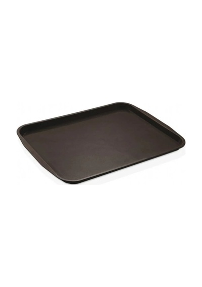 Siyah Midi Boy Plastik Servis Tepsisi Kırılmaz Lokanta Büfe Fast Food Kullanım 44x32 Cm