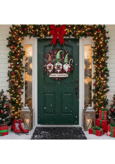 Yılbaşı Cüceleri Kapı Ve Duvar Süsü Merry Christmas 2