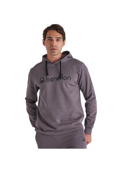 United Colors Of Benetton Erkek Kapüşonlu Sweatshirt Bnt-m045 T Antrasit