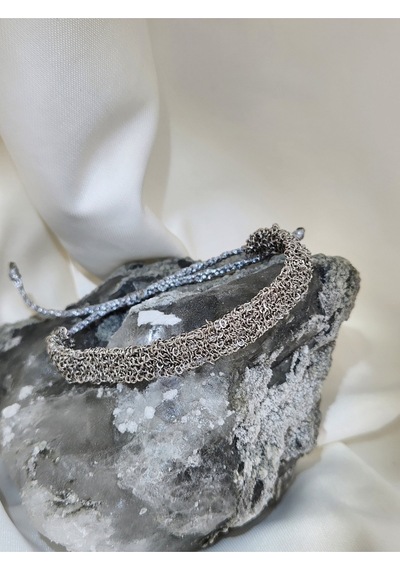 Zincir Dokuma Kordon El Yapımı Otantik Gümüş Platin Renkli Bileklik Silver