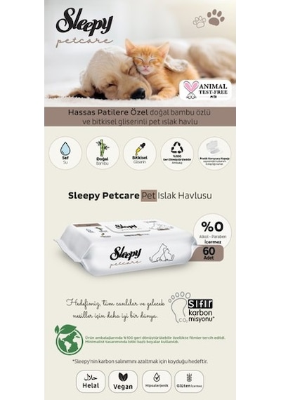 Sleepy Petcare Lavantalı Evcil Hayvan Şampuanı 500 ML + Evcil Hayvan Temizleme Mendili