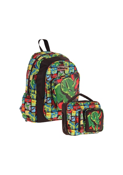 Kaukko Kids 3d Gergedan Detaylı Okul Çantası L5263 Ve Thermo Beslenme Çantası L7263 Seti - Erkek Çocuk Siyah - Yeşil
