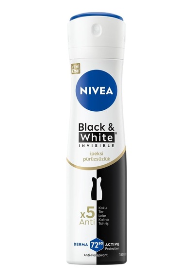 Kadın Sprey Deodorant Black & White Invisible İpeksi Pürüzsüzlük, Ter Ve Ter Kokusuna Karşı 72 Saat Anti-perspirant Koruma 150 Ml