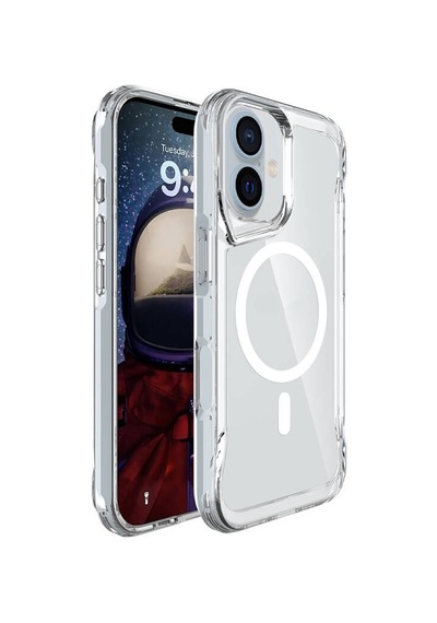 Apple Uyumlu iPhone 16 Plus Kılıf Ultra Sert Magsafe Özellikli Şeffaf Premium Silikon Kapak Ryc/magsafe T-max Şeffaf