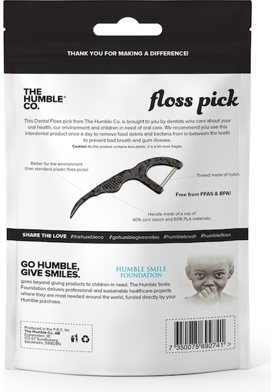 The Humble Co. Floss Picks Kömür Etkili Kürdanlı Nane Aromalı Diş İpi 50'li