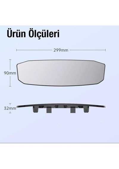 Zhltools Sd-2415 Kavisli Dışbükey Geniş Açılı Araç Dikiz Aynası 299x90mm