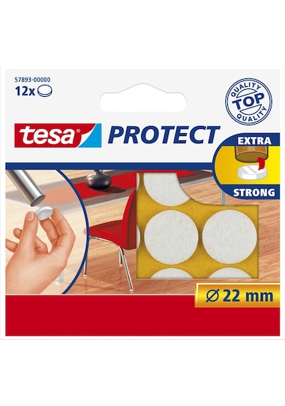 Tesa Keçe Zemin Koruyucu Daire 12x22 Beyaz 57893-00000
