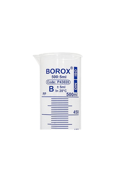 Borox Plastik Mezür 500 Ml - Uzun Form - Mavi Skala
