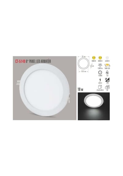 Cata 18 Watt Slim Led Panel Gün Işığı Çok Renkli