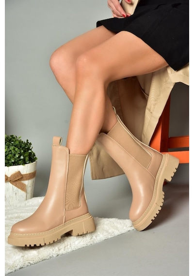 Fox Shoes N280349009 Ten Kalın Tabanlı Günlük Kadın Bot Ten