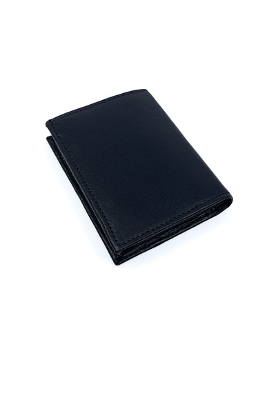 Kayader Collection %100 Hakiki Deri Siyah Erkek Cüzdan & Kartlık Şeffaf Kimlik Ehliyet Pencereli, Katlanır Dikey Model