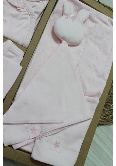 Caramell Barbosa Cute Nakışlı %100 Pamuk Yenidoğan 10'lu Hastane Çıkışı 56-62cm Pembe