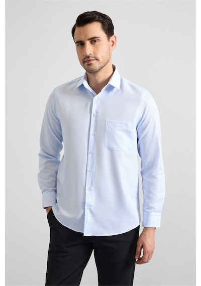 Süvari Buz Mavi Regular Klasik Yaka Casual Gömlek Gm2025300050-m01 Buz Mavi