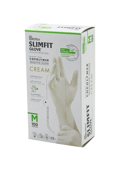 Reflex Slimfit Glove Kod-029 M Krem Pudrasız Muayene Eldiven 100lü 5468
