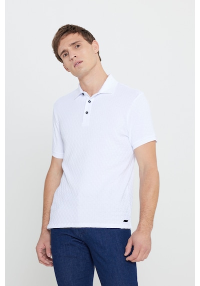AC&Co / Altınyıldız Classics Erkek Beyaz Slim Fit Dar Kesim Polo Yaka Jakarlı Tişört Beyaz AC&Co / Altınyıldız Classics Erkek Beyaz Slim Fit Dar Kesim Polo Yaka Jakarlı Tişört Beyaz