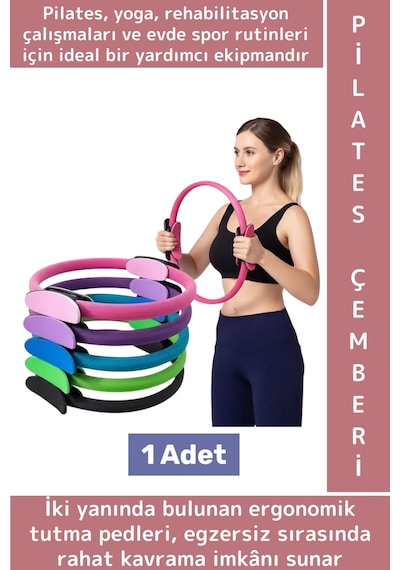 Dayanıklı Fitness Aerobik Bacak Kol Kalça Karın Kas Şekillendiren Güçlendiren Esnek Pilates Çemberi