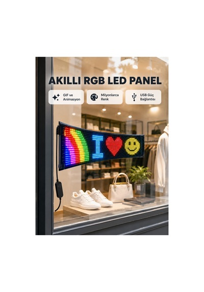 Astraltech Rgb Led Panel Usb Güç Girişli, Gıf Ve Yazı Gösterimli Akıllı Ekran