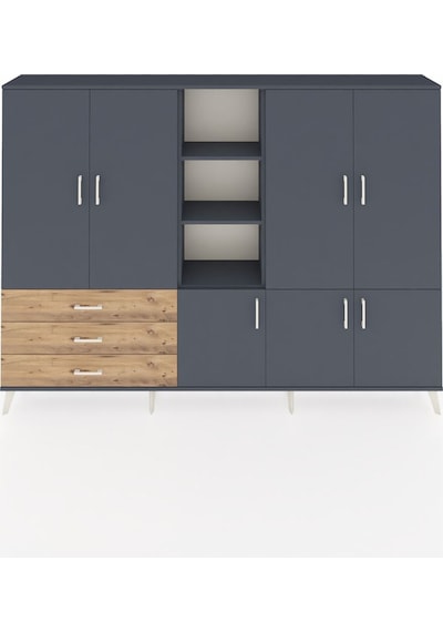 Arges Dolap 11 Raflı 3 Çekmeceli 7 Kapaklı 220x30x163 Antrasit-an Antrasit-antrasit/çam Arges Dolap 11 Raflı 3 Çekmeceli 7 Kapaklı 220x30x163 Antrasit-an Antrasit-antrasit/çam