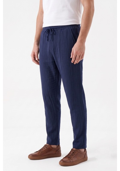 Mösyö Erkek Baggy Kalıp Müslin Kumaş Pantolon Bgl-st05592 Lacivert